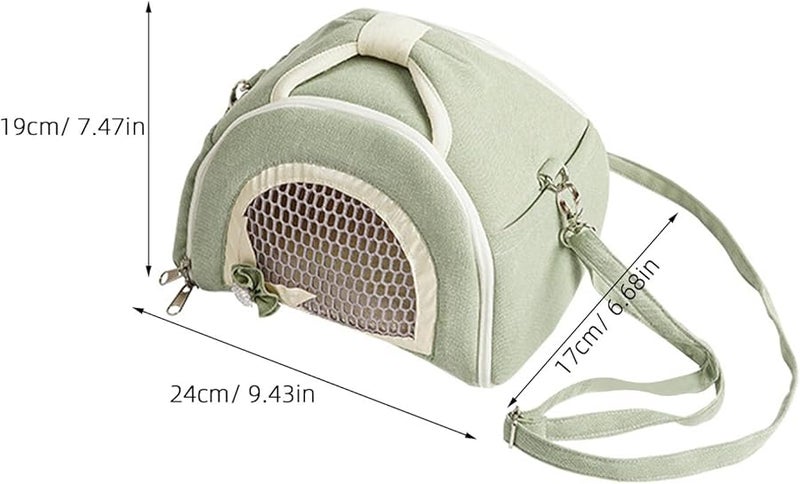 حقيبة النقل الخضراء القابلة للتنفس للحيوانات الأليفة الصغيرة: الهامستر والأرانب للسفر - Image 2